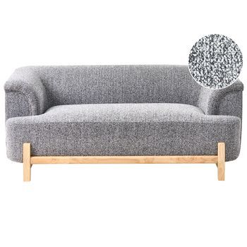 Sofá De 2 Plazas Con Tapizado De Poliéster Y Patas De Madera Sala De Estar Estilo Moderno Gris Oscuro Alnor