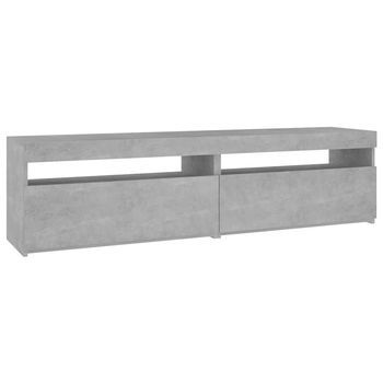 2 Uds Muebles Tv | Mueble De Salón | Armario Tv Con Luces Led Gris Hormigón 75x35x40cm