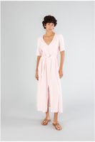 vestido largo con abertura delantera pink