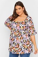 yours top peplum de flores lila mujer curvy y tallas grandes yours