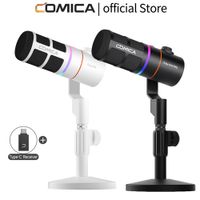 microfono dinamico cardioide comica d10d10 pro rgb usbxlr para juegos de escritorio con cableinalambrico para streaming entrevistas y podcasts