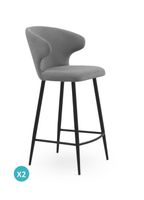 pack de 2 taburetes tapizados color cafe patas metalicas negras