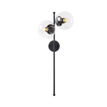 Lámpara De Pared Fazli-10415 Negro Metal Vidrio 32x27x72 Cm
