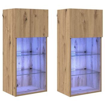 Gabinetes Para Tv Montados En La Pared 2 Uds. Roble Artisan Vidaxl