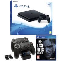 sony playstation 4 500 gb the last of us part ii  twin docking station bundle red