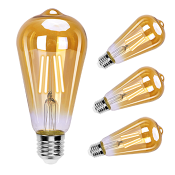 Aigostar ST64 Bombilla Edison Estilo Vintage. Bombilla Led E27 (Casquillo Gordo, 8W (Equivalente A 60W), Bombilla De Filamento Led Blanco Cálido (2200K). Ángulo De Haz 280º. No Regulable. Pack 4 Uds
