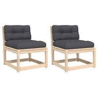 2 uds sofas de jardin  sofa de exterior con cojines madera maciza de pino