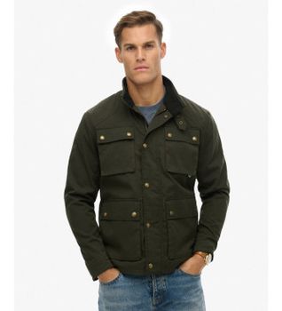 Superdry para hombre. M5012190A Chaqueta Merchant Wax Racer verde (XL), Casual, Algodón