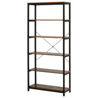 estanteria de 6 niveles 80x30x180 cm negro y marron rustico