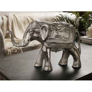Figura Elefante Aluminio Plata 42x28 Cms. 42x15x28 Cms