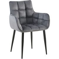silla de comedor de terciopelo tirana gris oscuro 59x62x87 cm clp
