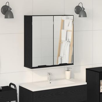 Vidaxl Armario Con Espejo Roble Negro 64 X 20 X 67 Cm