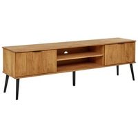 mueble tv 2 puertas madera clara con estantes almacenaje timmins