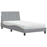 cama con colchon hanko tela gris claro 100x200 cm vidaxl