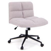 costway silla giratoria de escritorio con patas cruzadas y ruedas asiento acolchado altura ajustable sin brazos para dormitorio estudio gris