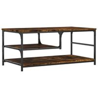 mesa de centro madera de ingenieria roble ahumado 90x49x40 cm vidaxl