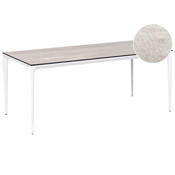Mesa De Comedor De Jardín Con Tablero De Hpl Y Estructura De Aluminio Resistente A Los Rayos Uv Agua Óxido Blanco/gris Claro Sovareto