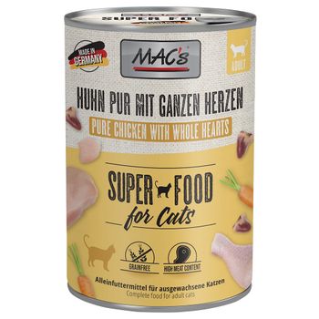 MAC's Cat 12 x 400 g - Pack Ahorro - Puro pollo con corazones de pollo enteros