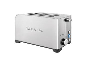 Tostadora - Taurus MyToast Legend Duplo, 1400W, 2 Ranuras extra largas, 3 Funciones: descongelar, recalentar y cancelar, Inox