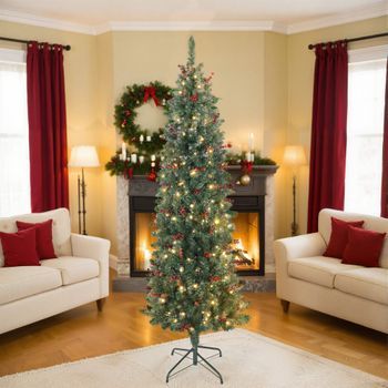Árbol De Navidad De Plástico Metal Homcom 75x75x210 Cm Verde