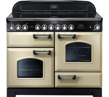 RANGEMASTER Classic Deluxe 110 Electric Ceramic Range Cooker - Cream & Chrome, Cream