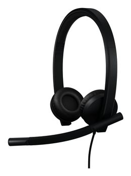 Auriculares Logitech con cable USB, cancelación de ruido, micrófono y controles en cable, negro