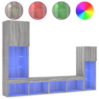 muebles tv pared con led 4 uds  mueble de salon  mesa de tv madera ingenieria gris sonoma cfw8402450