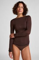 hunkemoller camiseta super suave de cashmere con escote barco marron