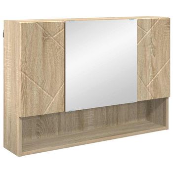 Armario Con Espejo Con Puerta Roble Sonoma 80 X 17 X 55 Cm Vidaxl