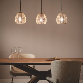 Ledkia Lámpara Colgante Mahali Papel Trenzado 3 Focos Diseño Natural