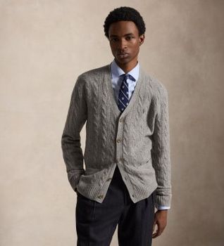 Polo Ralph Lauren para hombre. 710B22611003 Cárdigan de lana y cachemira gris (S), Casual