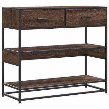Mesa Consola Madera De Ingeniería Marrón Roble 90x35x80 Cm Vidaxl