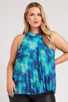 yours london top plisado sin mangas azul estampado mujer curvy y tallas grandes yours london