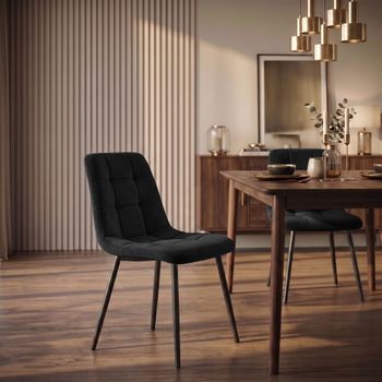 Set de 2 sillas con patas de metal y asiento en terciopelo negro