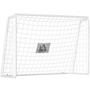 HOMCOM Portería de Fútbol con Soporte de Metal y Red 186x62x123 cm Blanco