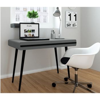 Escritorio con 2 cajones en aglomerado gris y negro