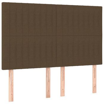 Cabecero De Cama Marrón Oscuro 144x5x118/128 Cm Tela Vidaxl