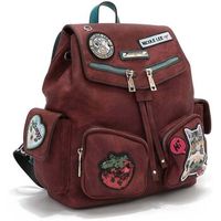nicole lee bolso mochila con multiples parches rojo para mujer
