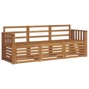 Juegos De Sofás 3 Piezas | Mueble De Jardín Natural Madera De Acacia Sólida