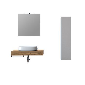 Composición Baño 5 Piezas Astra Roble Miel En Mdf