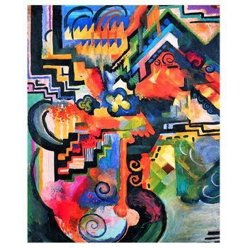 Legendarte - Cuadro Lienzo, Impresión Digital - Composición En Color. Homenaje A Bach - August Macke - Decoración Pared Cm. 50x60
