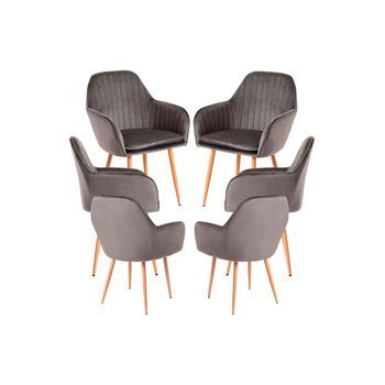 Pack 6 Sillas Chic De Terciopelo 87*56*44 Cm - Gris Oscuro