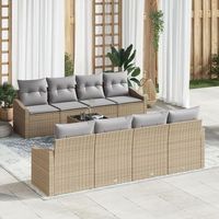 set de sofa de jardin de 9 piezas con cojines beige ratan sintetico v2362 unico  beige