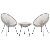 conjunto de balcon 2 plazas de ratan sintetico gris claro resistente a la intemperie sala de estar jardin bistro moderno acapulco ii
