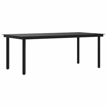 Mesa De Comedor Para Jardín | Mesa De Exterior Acero Y Vidrio Negro 200x100x74 Cm