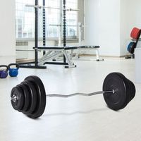 barra de pesas 70 kg homcom acero hdpe arena 140x385x385cm negro