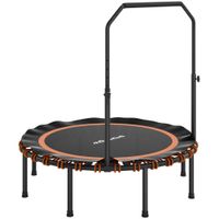 sportnow trampolin fitness con manillar ajustable trampolin deportivo para interior y exterior acero plastico naranja   aosom espana