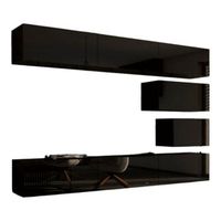 conjunto de muebles de salon colgantes negros coleccion cepto xvi 249cm 8 muebles modulares