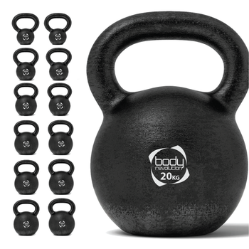 Pesa Rusa Kettlebell De Hierro Fundido - 20 Kg C/asa Ancha Y Ergonómica