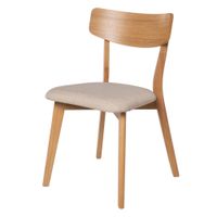 silla de madera de roble con asiento tapizado beige